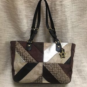 Coach Brown Patchwork Shoulder Bag